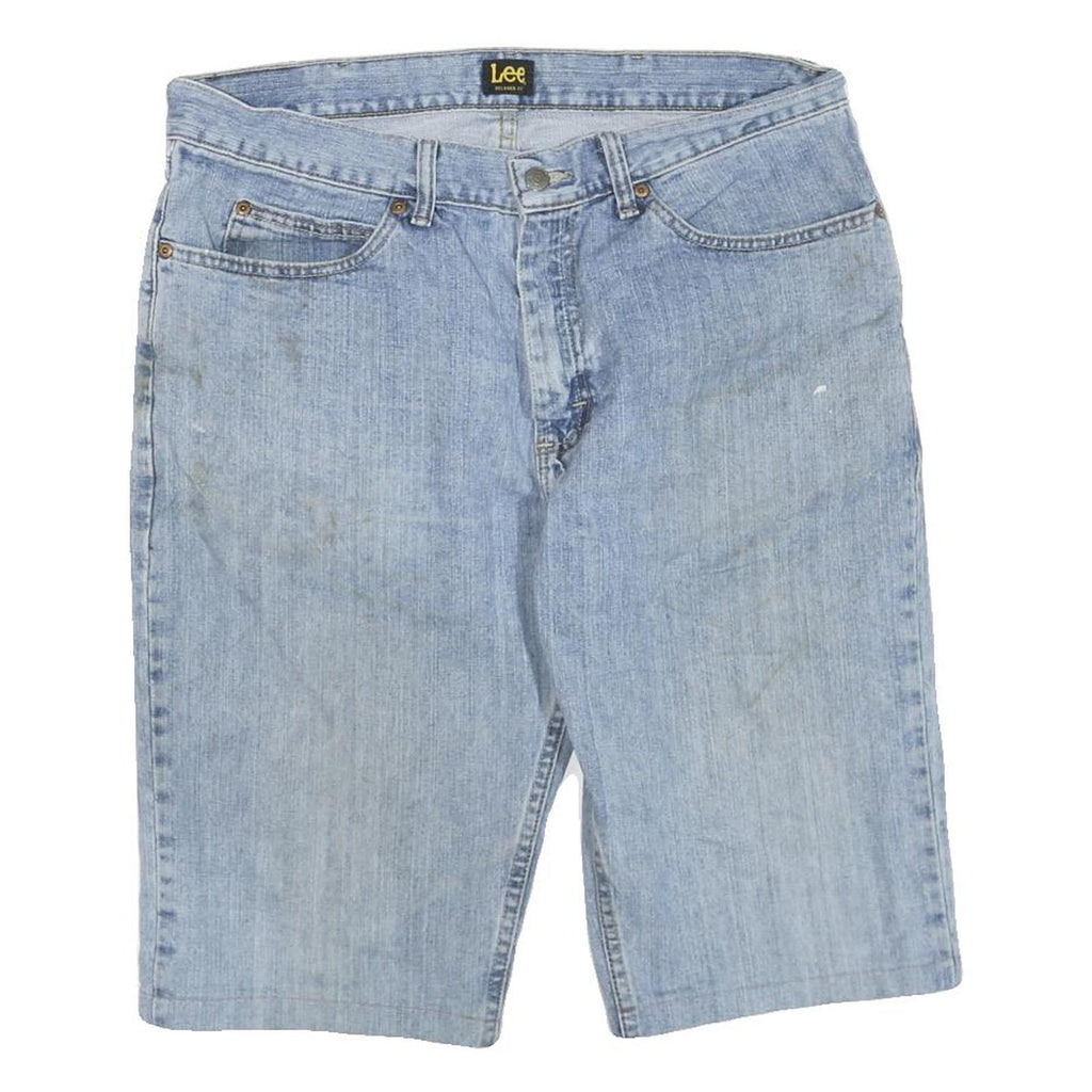 LEE Mens Shorts Blue Denim Casual L W36 Cotton Blend Relaxed Fit