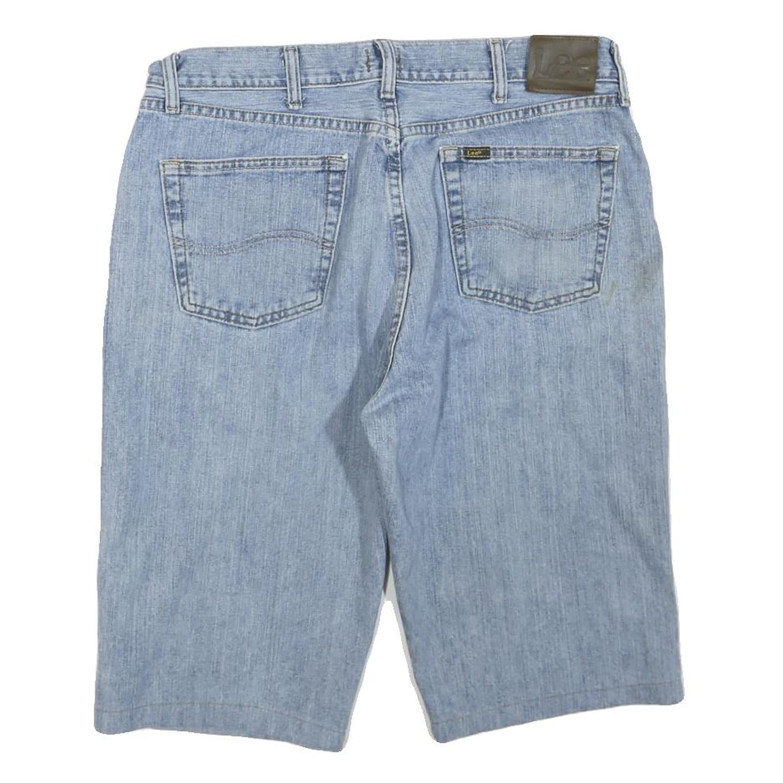 LEE Mens Shorts Blue Denim Casual L W36 Cotton Blend Relaxed Fit