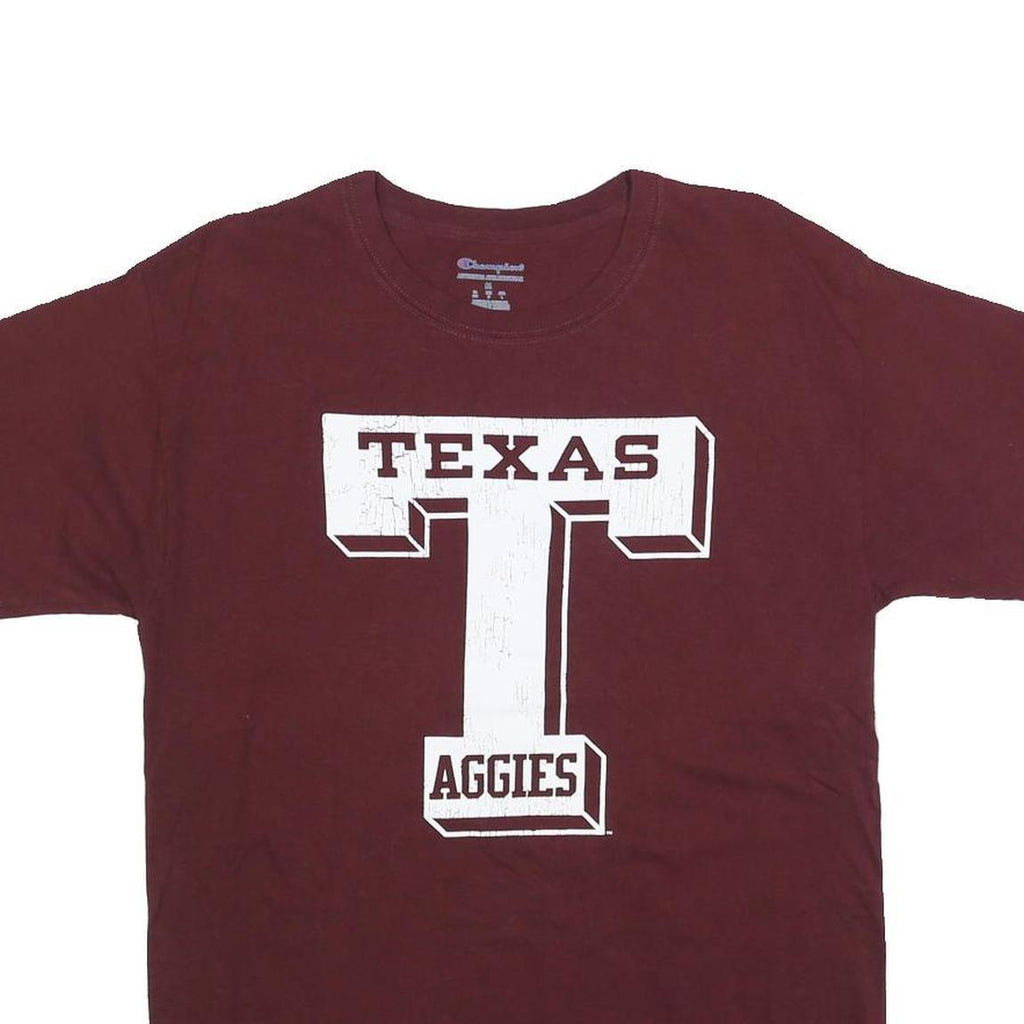 CHAMPION Mens Maroon Texas Aggies Graphic T-Shirt M Short Sleeve Crew Neck