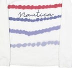NAUTICA Womens White Crew Neck XS Cotton Blend Pullover Sweatshirt Red Blue