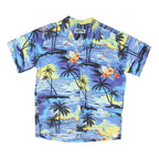 PALMWAVE Mens Blue Hawaiian Shirt XL Cotton Blend Summer Beachwear Relaxed Fit