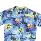 PALMWAVE Mens Blue Hawaiian Shirt XL Cotton Blend Summer Beachwear Relaxed Fit