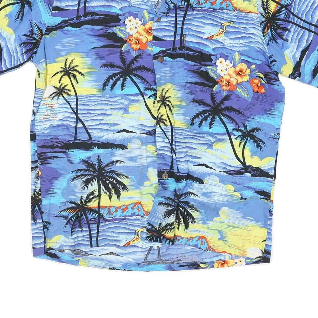 PALMWAVE Mens Blue Hawaiian Shirt XL Cotton Blend Summer Beachwear Relaxed Fit