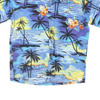PALMWAVE Mens Blue Hawaiian Shirt XL Cotton Blend Summer Beachwear Relaxed Fit