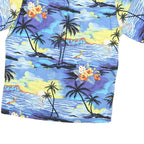 PALMWAVE Mens Blue Hawaiian Shirt XL Cotton Blend Summer Beachwear Relaxed Fit