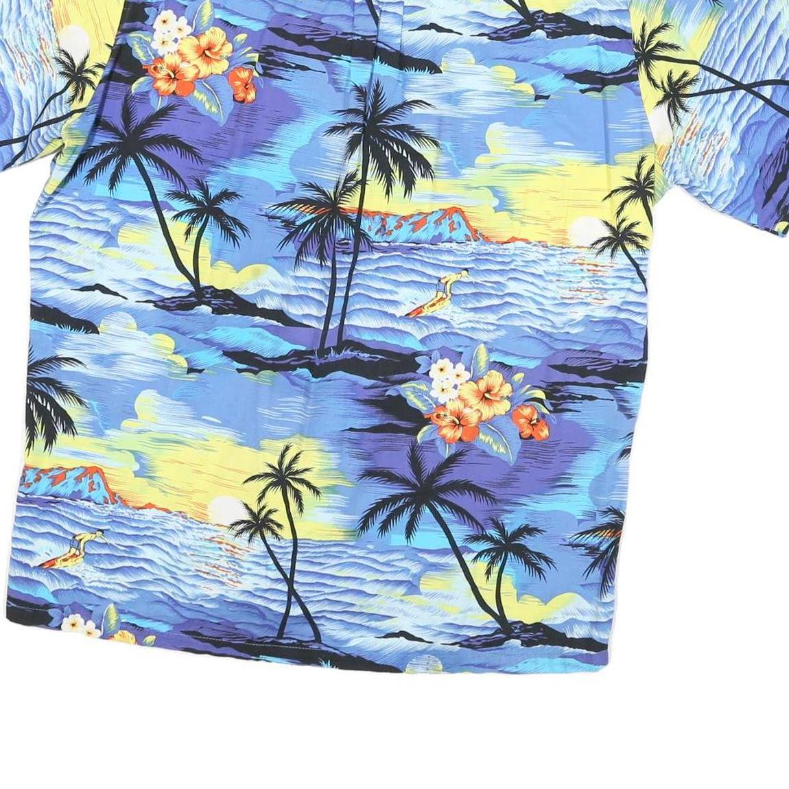 PALMWAVE Mens Blue Hawaiian Shirt XL Cotton Blend Summer Beachwear Relaxed Fit