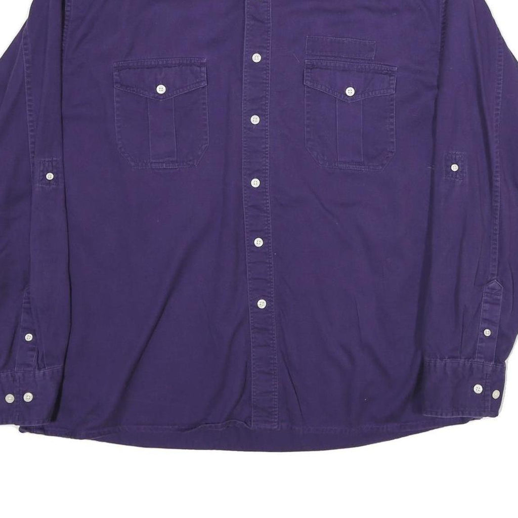 CONVINGTON Mens Purple Regular Fit Long Sleeve Cotton Shirt M Button Front