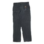 CARHARTT Mens Relaxed Black Cotton Blend Workwear Trousers W36 L34 Durable Fit