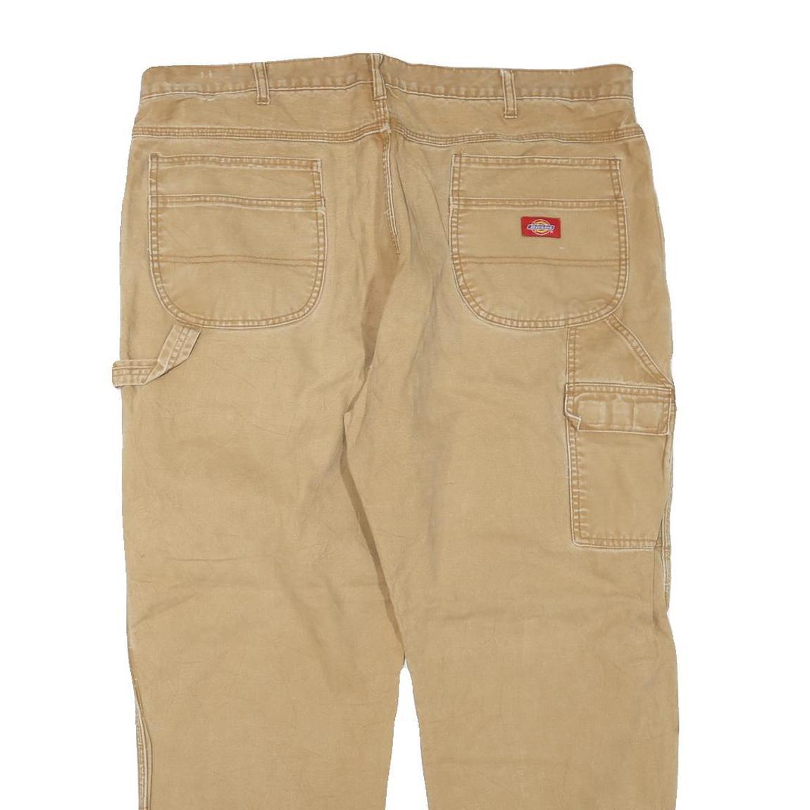 DICKIES Mens Jeans Beige Regular Straight Denim W42 L28 Workwear Cotton Blend