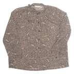 CASUAL WEAR Womens Printed Blouse Brown Collared Long Sleeve Spotted M