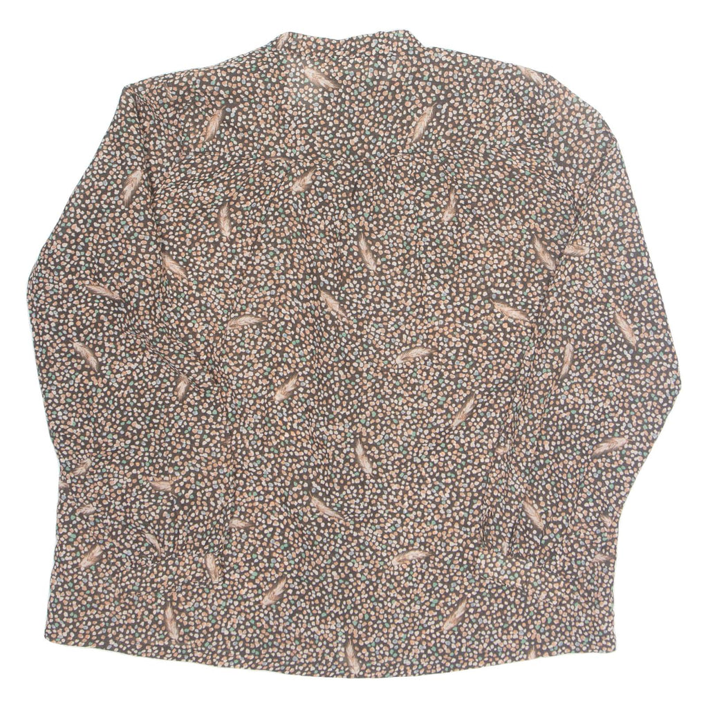 CASUAL WEAR Womens Printed Blouse Brown Collared Long Sleeve Spotted M