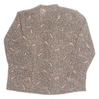 CASUAL WEAR Womens Printed Blouse Brown Collared Long Sleeve Spotted M