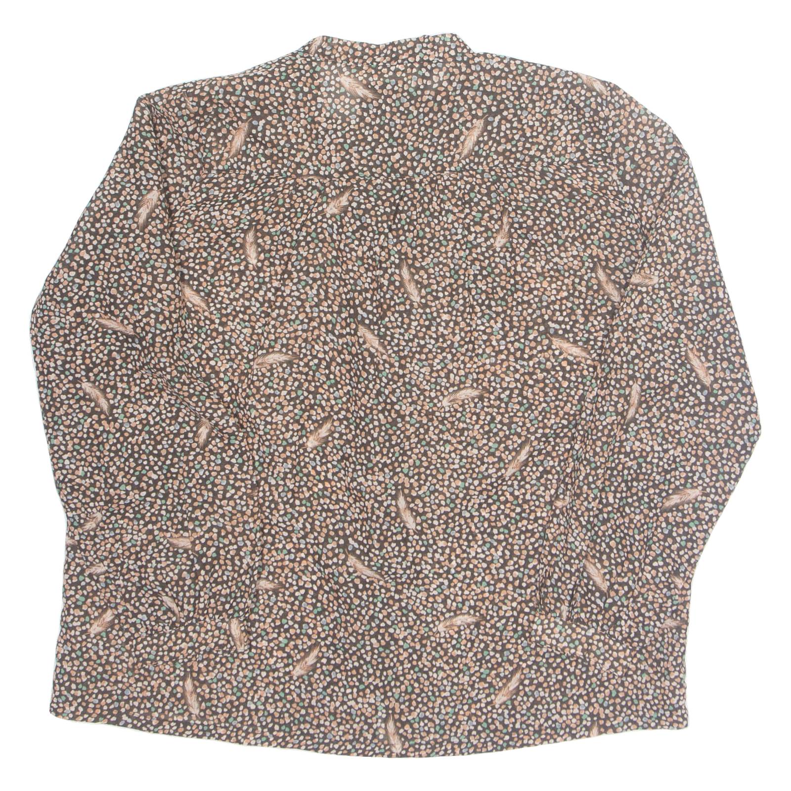 CASUAL WEAR Womens Printed Blouse Brown Collared Long Sleeve Spotted M