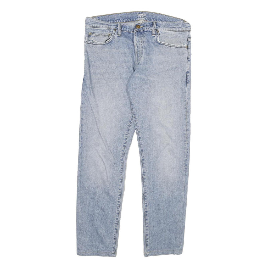 CARHARTT Mens Slim Light Blue Denim Jeans W33 L28 Zip Cotton Blend Classic Fit