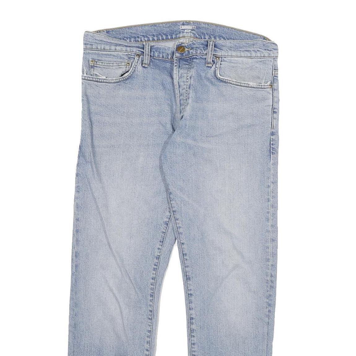 CARHARTT Mens Slim Light Blue Denim Jeans W33 L28 Zip Cotton Blend Classic Fit