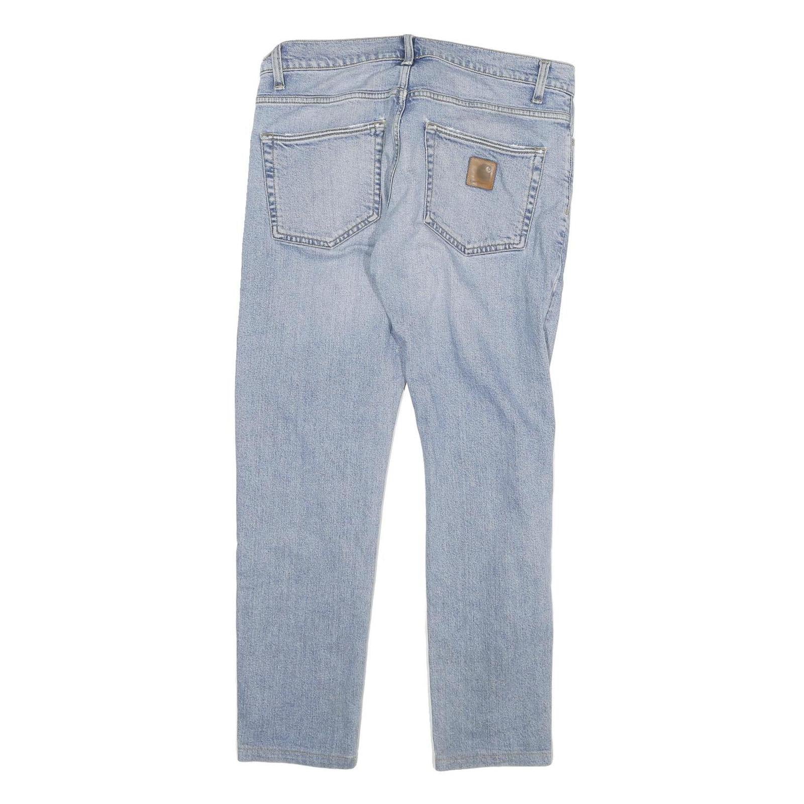 CARHARTT Mens Slim Light Blue Denim Jeans W33 L28 Zip Cotton Blend Classic Fit