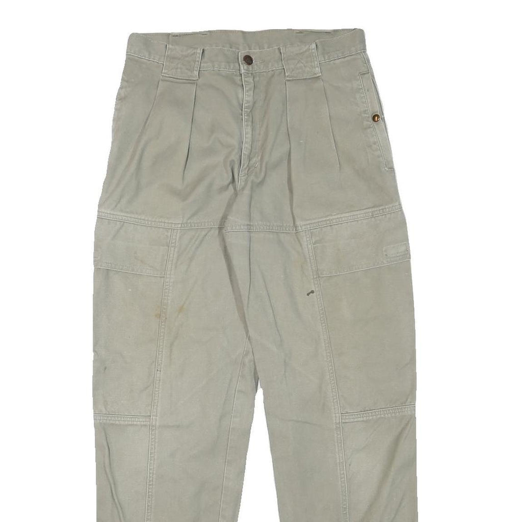 EL PASO Mens Cotton Blend Beige Regular Fit Trousers W28 L30 Casual Workwear Zip