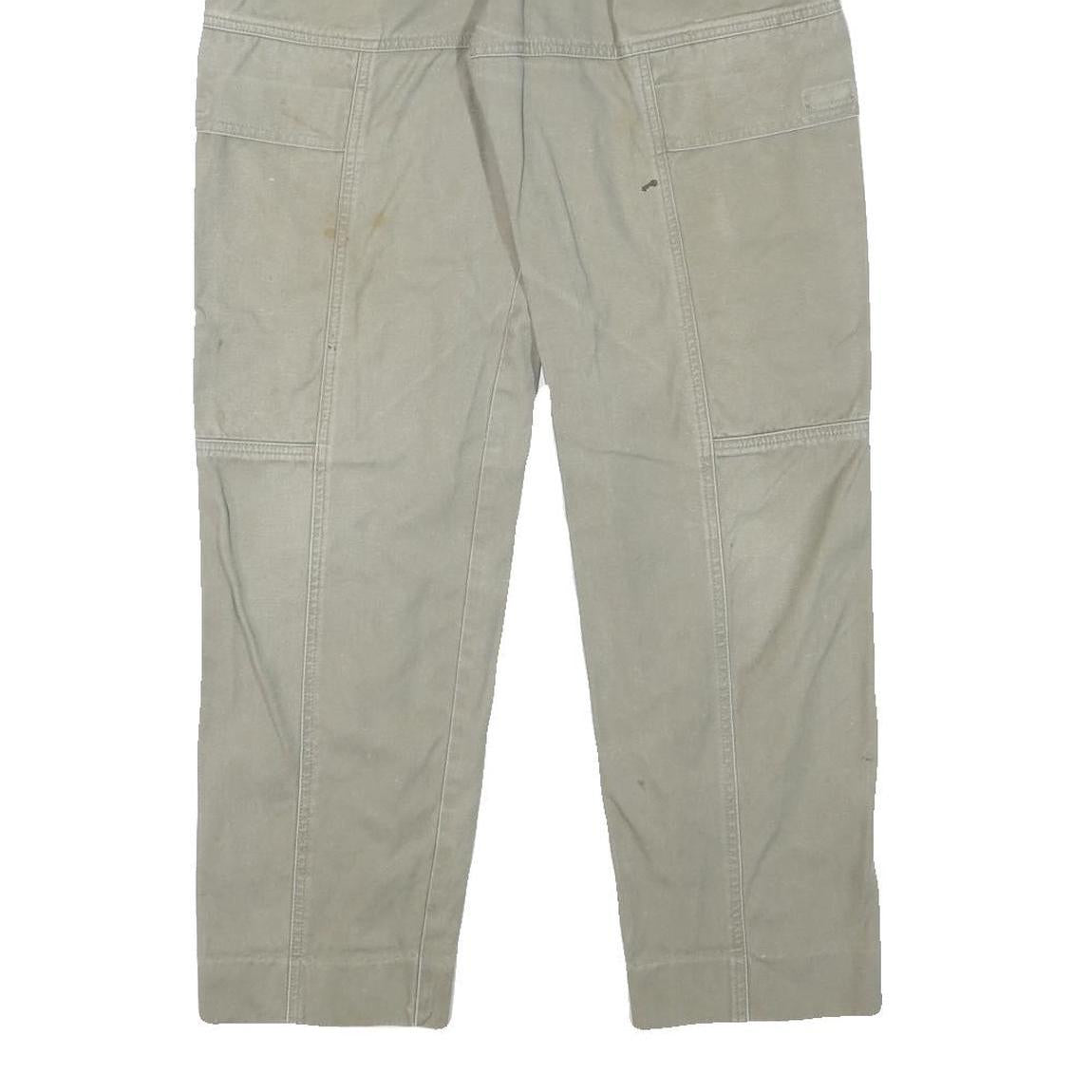 EL PASO Mens Cotton Blend Beige Regular Fit Trousers W28 L30 Casual Workwear Zip