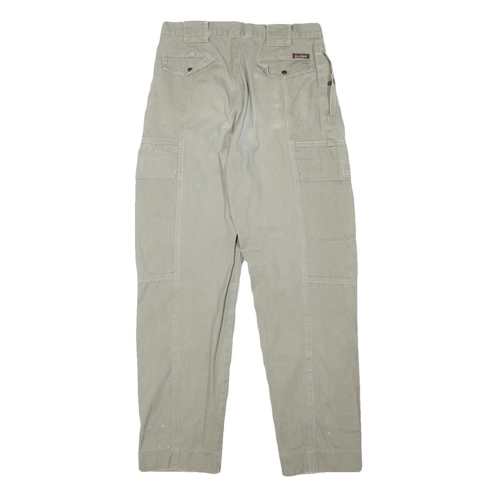 EL PASO Mens Cotton Blend Beige Regular Fit Trousers W28 L30 Casual Workwear Zip