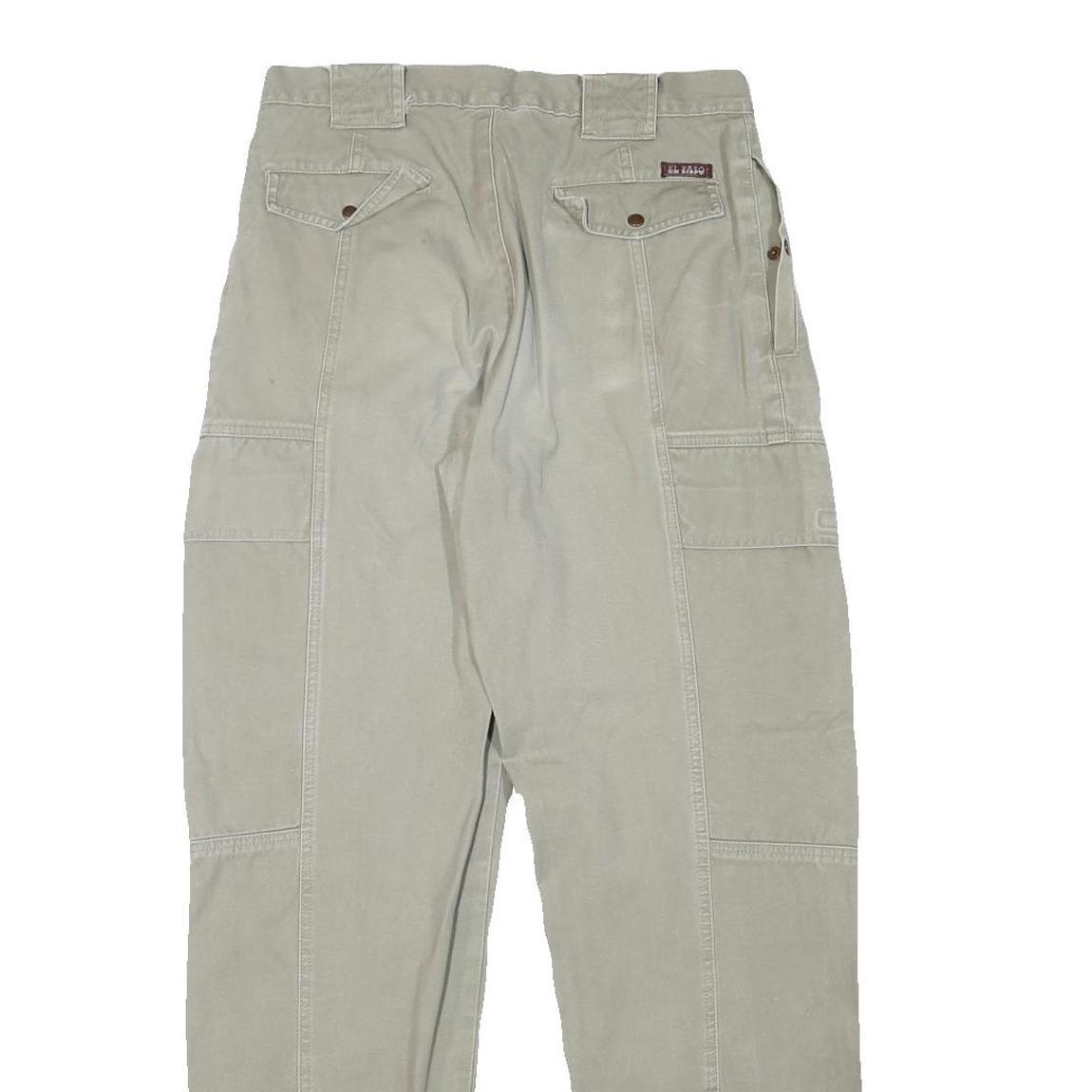 EL PASO Mens Cotton Blend Beige Regular Fit Trousers W28 L30 Casual Workwear Zip