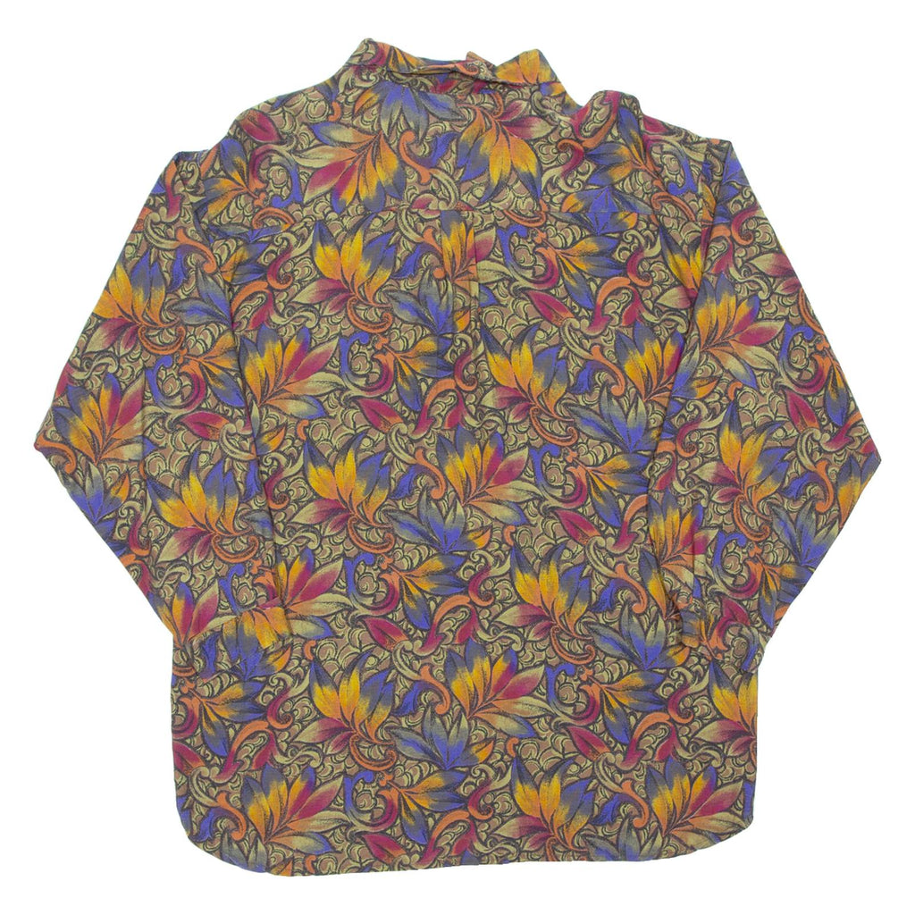 Womens Printed Blouse Brown Long Sleeve Crazy Pattern L