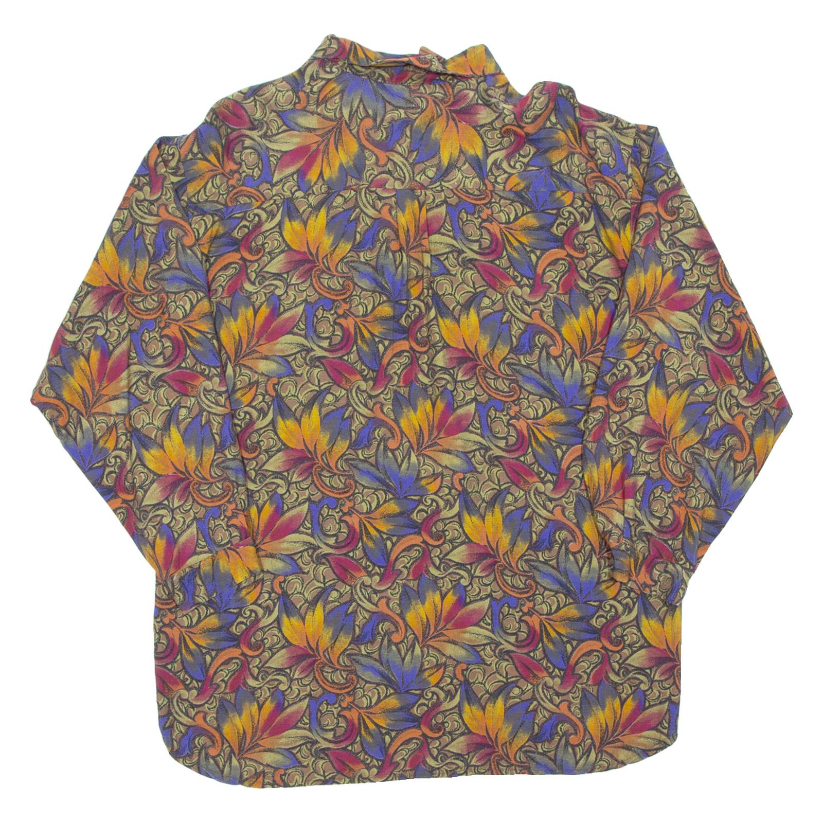 Womens Printed Blouse Brown Long Sleeve Crazy Pattern L