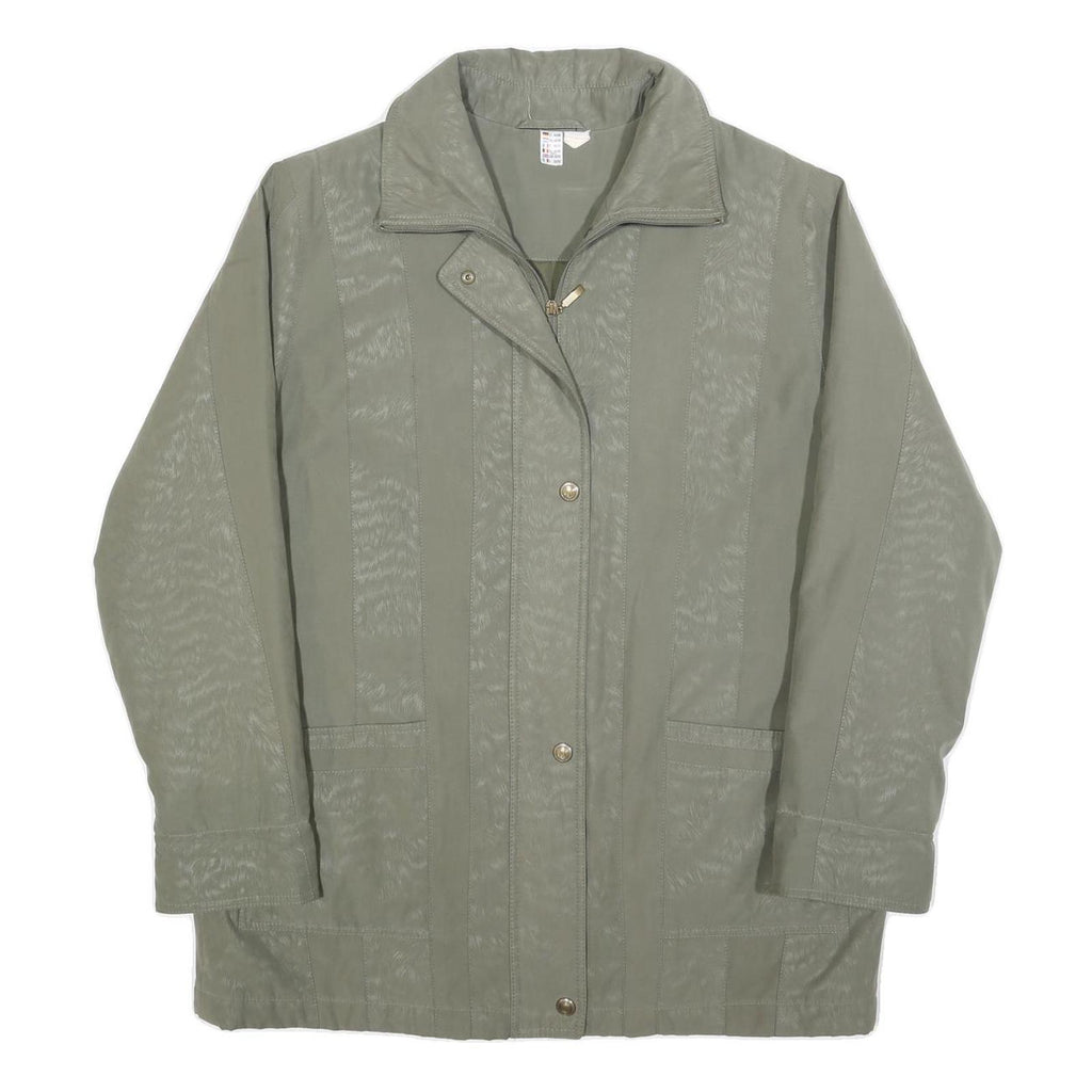 Womens Green Polyester Blend Jacket XL Plain Zip Closure Casual Lightweight