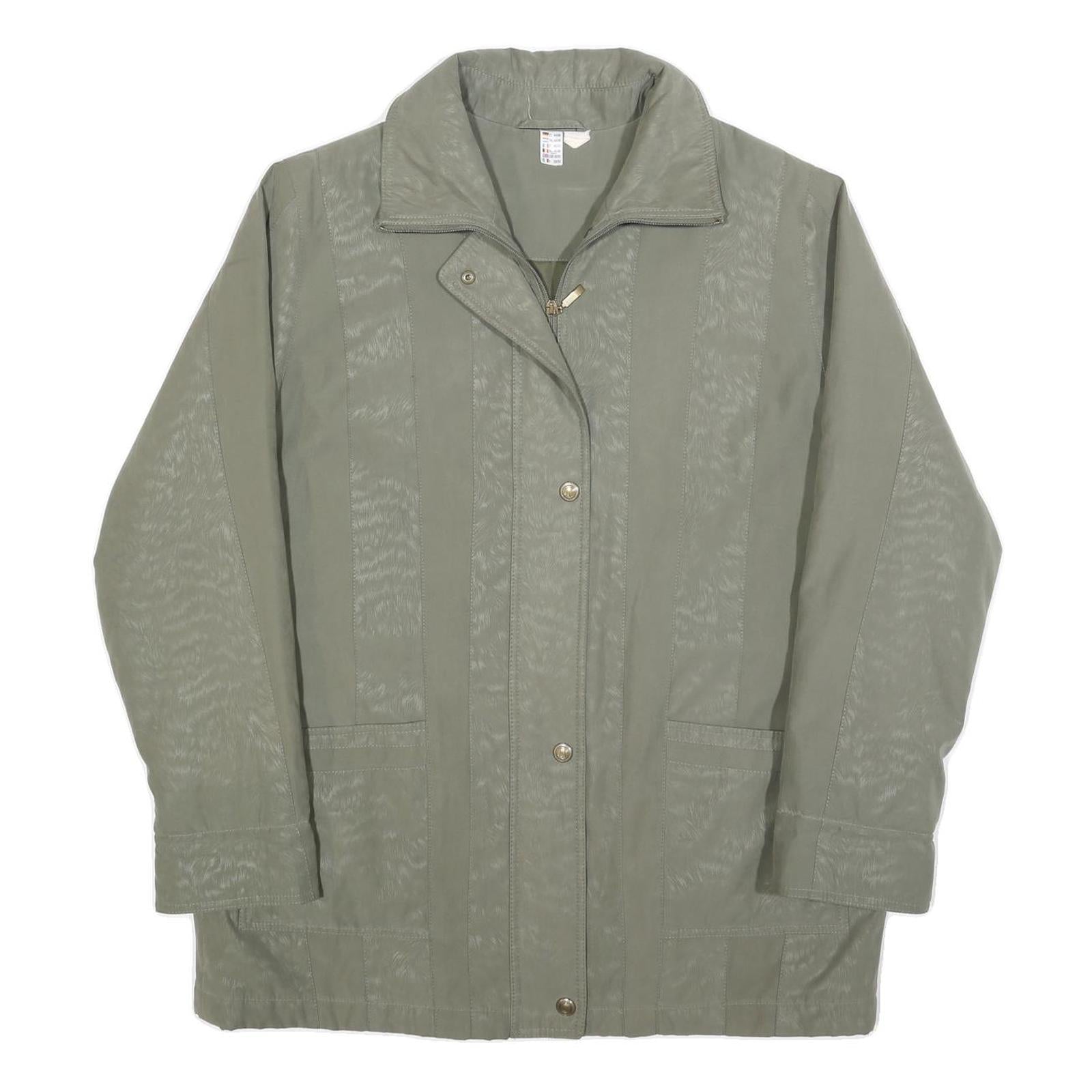 Womens Green Polyester Blend Jacket XL Plain Zip Closure Casual Lightweight