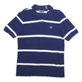 CHAPS Mens Blue & White Striped Short Sleeve Polo Shirt L Cotton Casual Classic