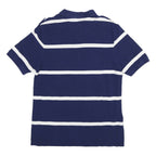 CHAPS Mens Blue & White Striped Short Sleeve Polo Shirt L Cotton Casual Classic