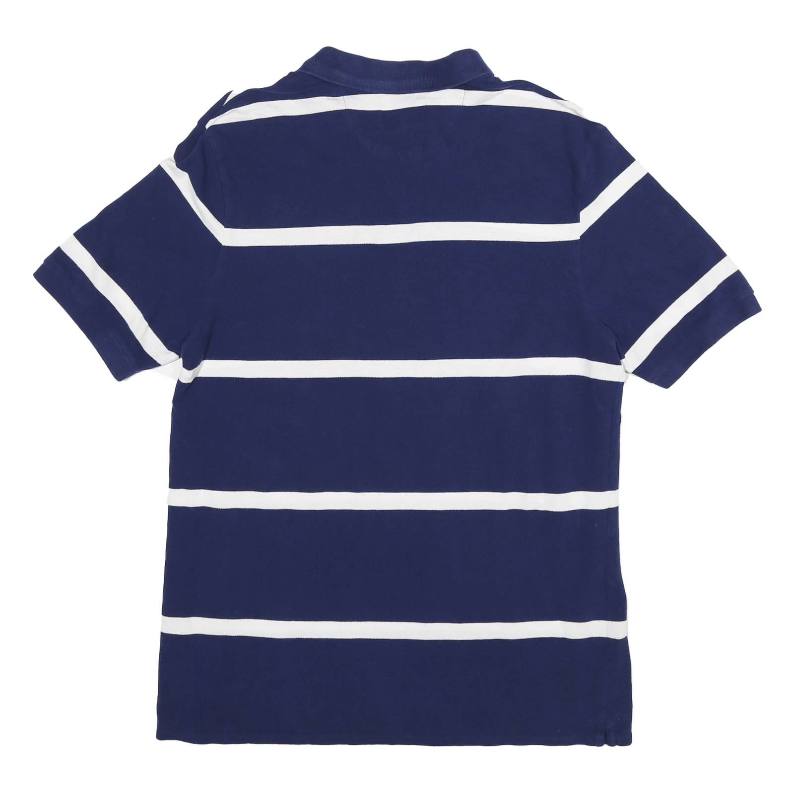 CHAPS Mens Blue & White Striped Short Sleeve Polo Shirt L Cotton Casual Classic