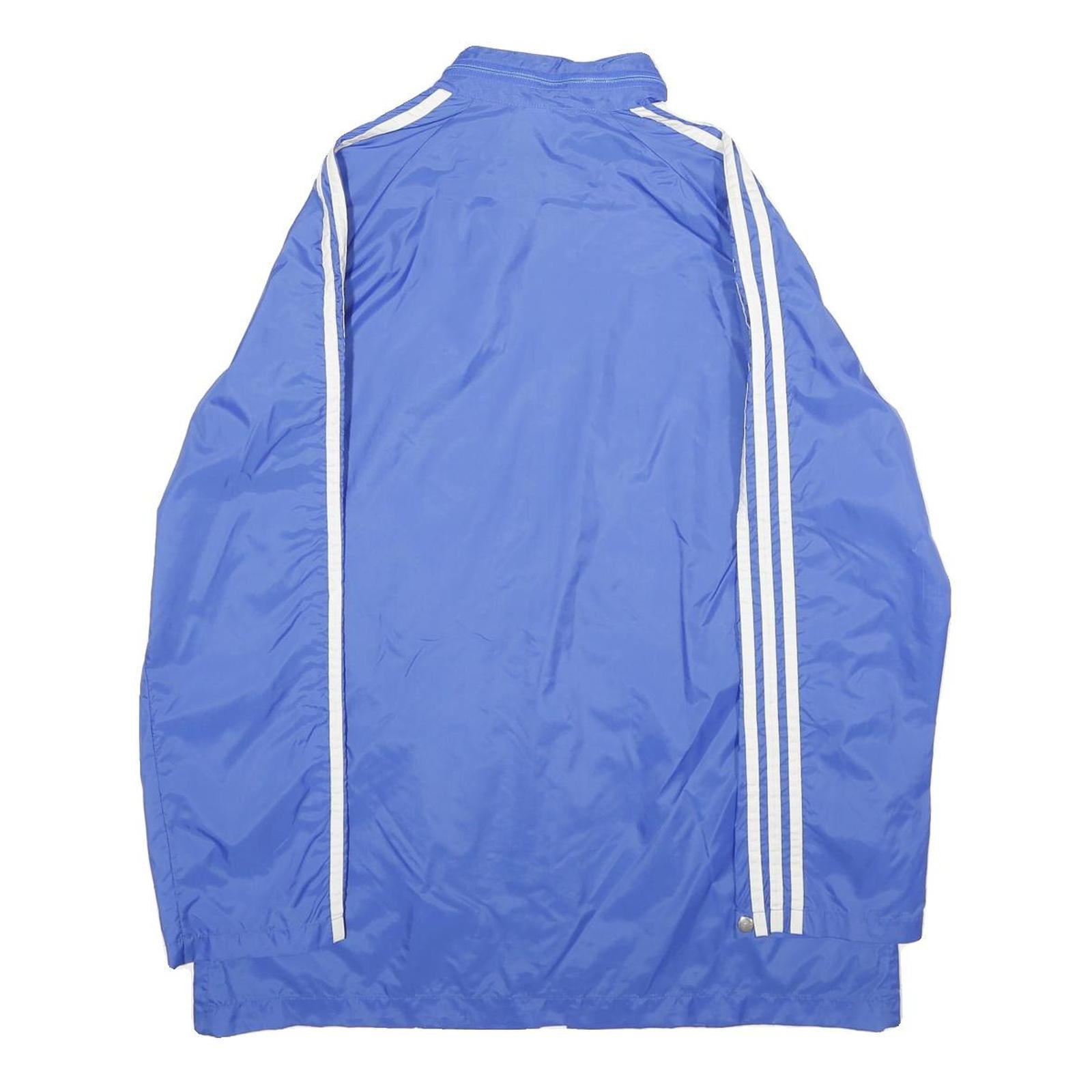 ADIDAS Womens Blue Nylon Track Jacket UK 16 Plain Sportswear Zip Closure