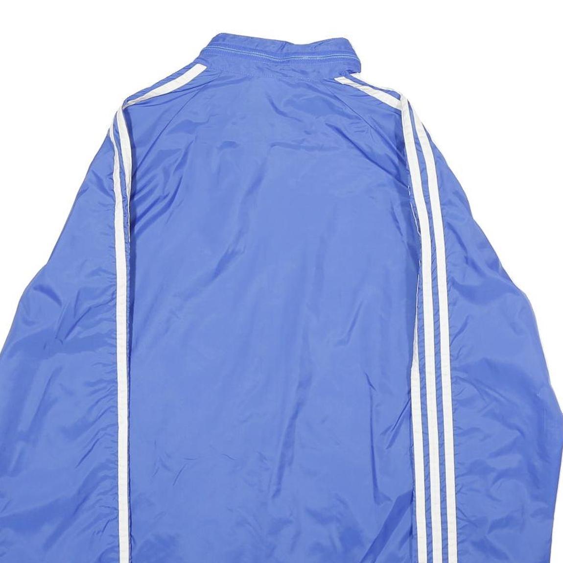 ADIDAS Womens Blue Nylon Track Jacket UK 16 Plain Sportswear Zip Closure
