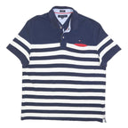TOMMY HILFIGER Mens Blue & White Stripe Short Sleeve Polo Shirt XL Cotton
