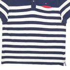 TOMMY HILFIGER Mens Blue & White Stripe Short Sleeve Polo Shirt XL Cotton