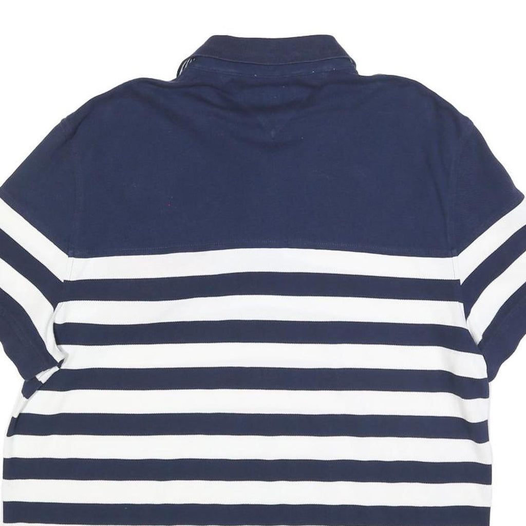 TOMMY HILFIGER Mens Blue & White Stripe Short Sleeve Polo Shirt XL Cotton