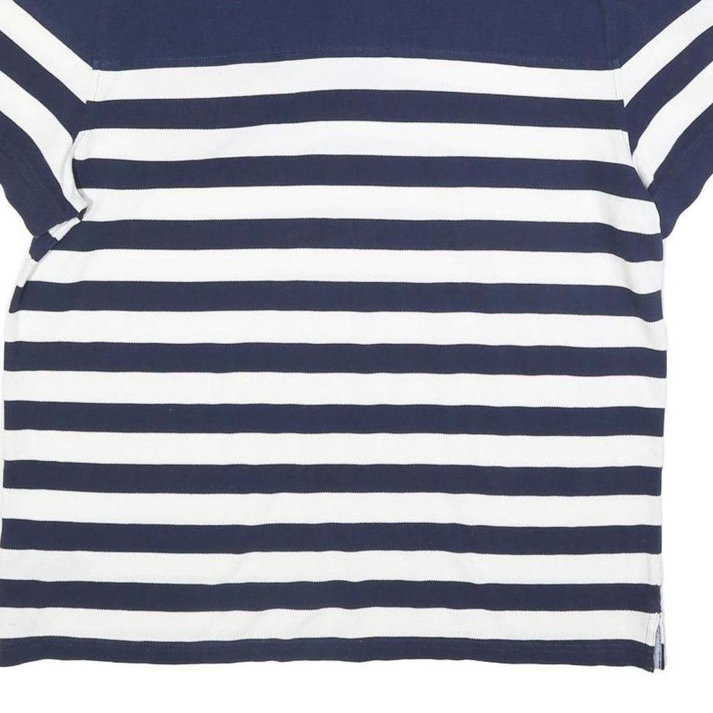 TOMMY HILFIGER Mens Blue & White Stripe Short Sleeve Polo Shirt XL Cotton