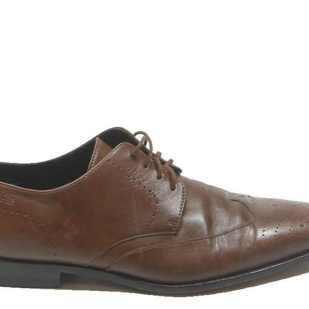 BOSS HUGO BOSS Mens Brown Leather Lace-Up Shoes UK 7.5 Classic Formal Dress