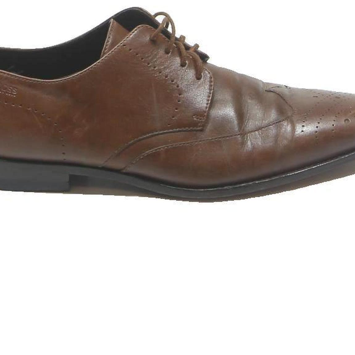 BOSS HUGO BOSS Mens Brown Leather Lace-Up Shoes UK 7.5 Classic Formal Dress
