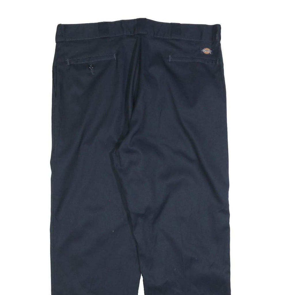 DICKIES Mens Cotton Blend Navy Relaxed Straight Trousers W38 L29 Workwear