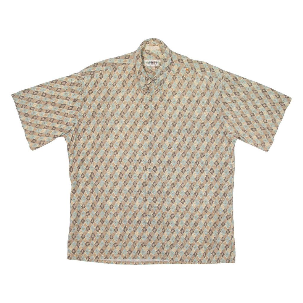 CAMPIA Mens Hawaiian Shirt Beige Diamond L