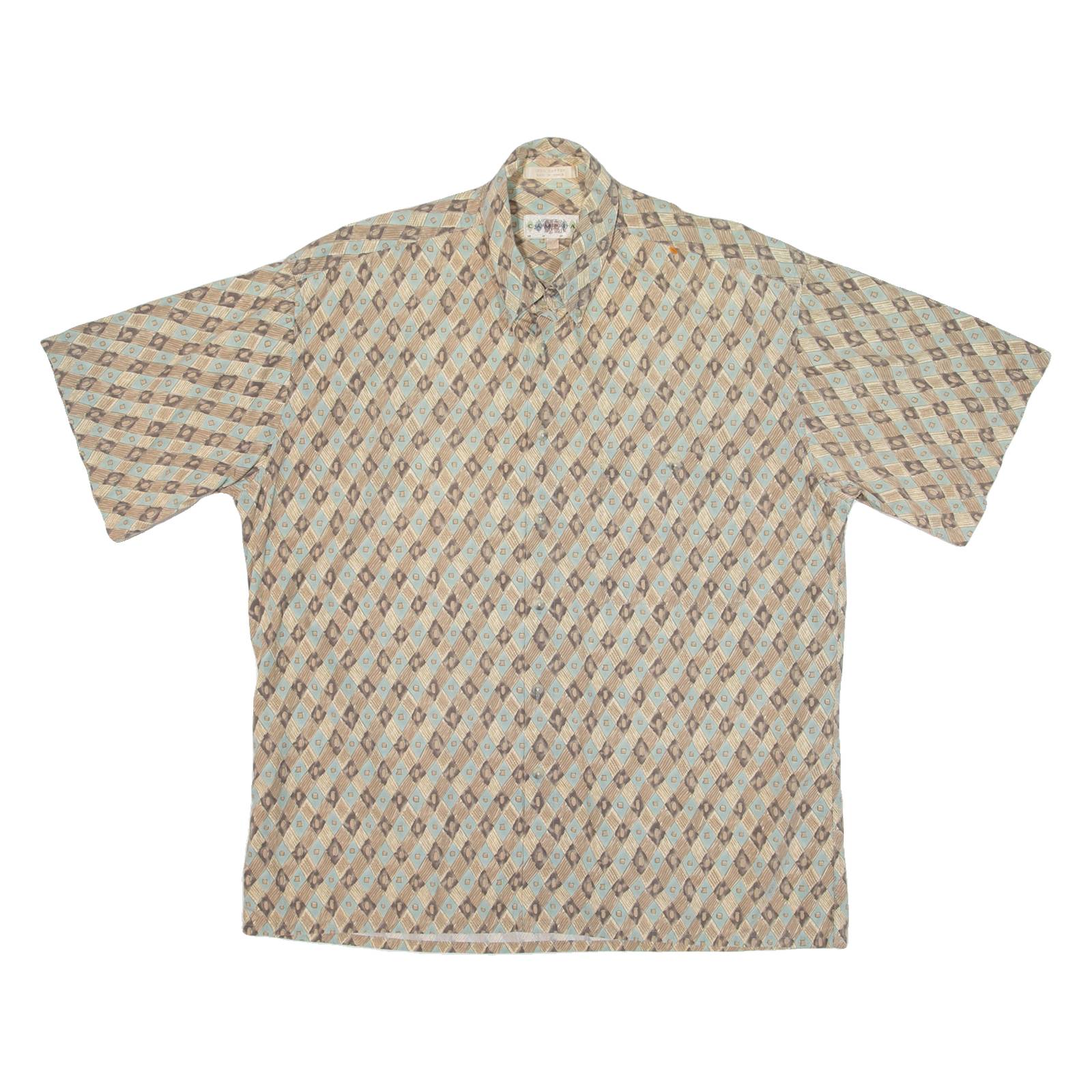 CAMPIA Mens Hawaiian Shirt Beige Diamond L