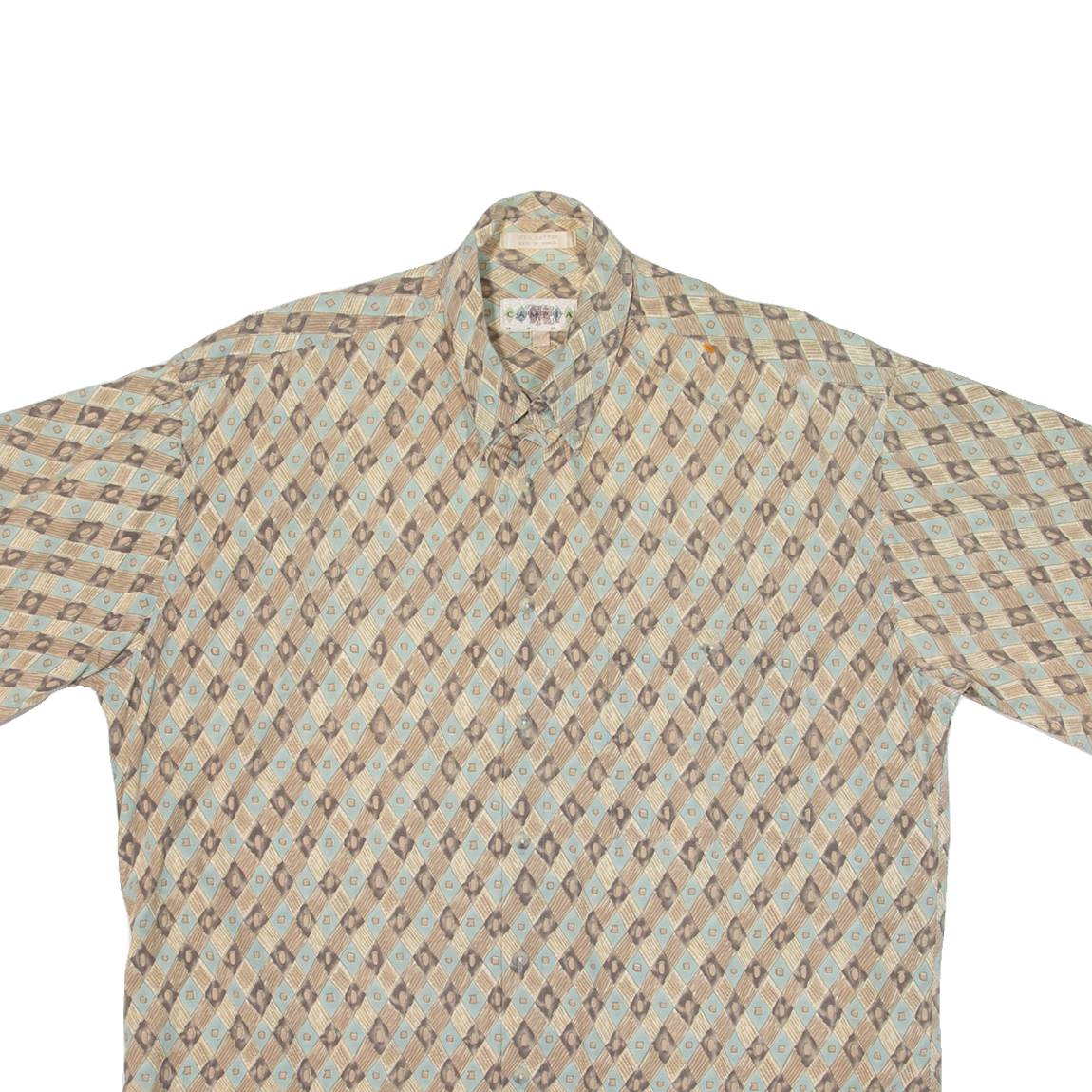 CAMPIA Mens Hawaiian Shirt Beige Diamond L