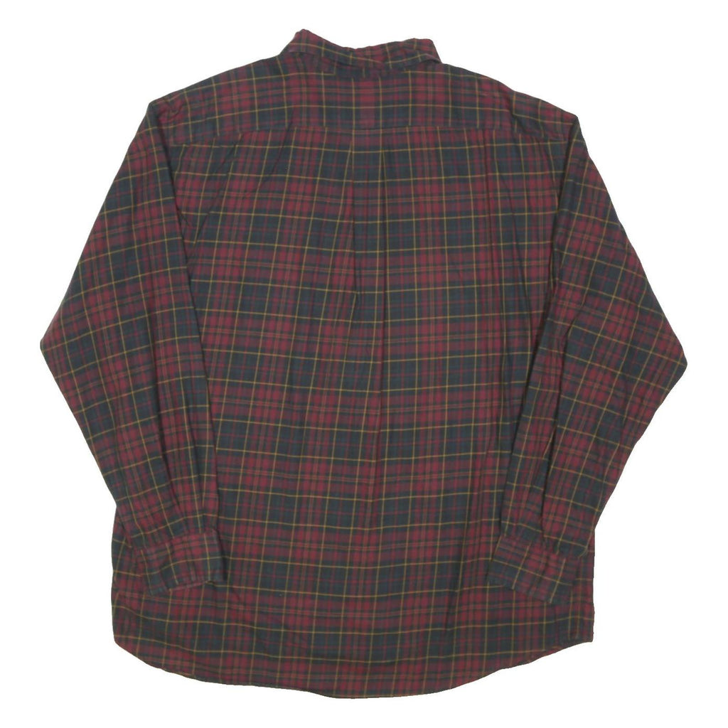 RALPH LAUREN Mens Red & Green Check Shirt L Long Sleeve Button Down Cotton Blend