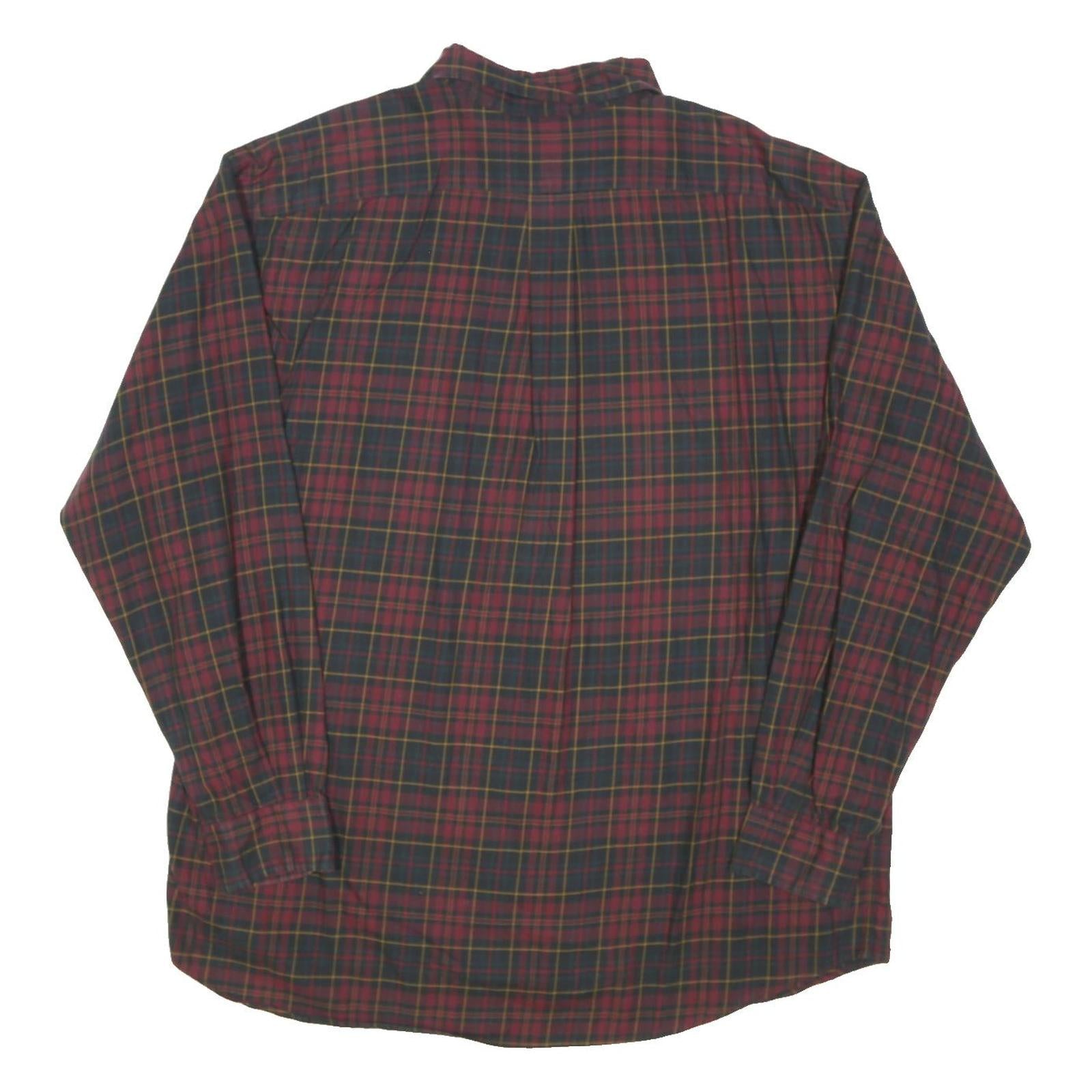 RALPH LAUREN Mens Red & Green Check Shirt L Long Sleeve Button Down Cotton Blend
