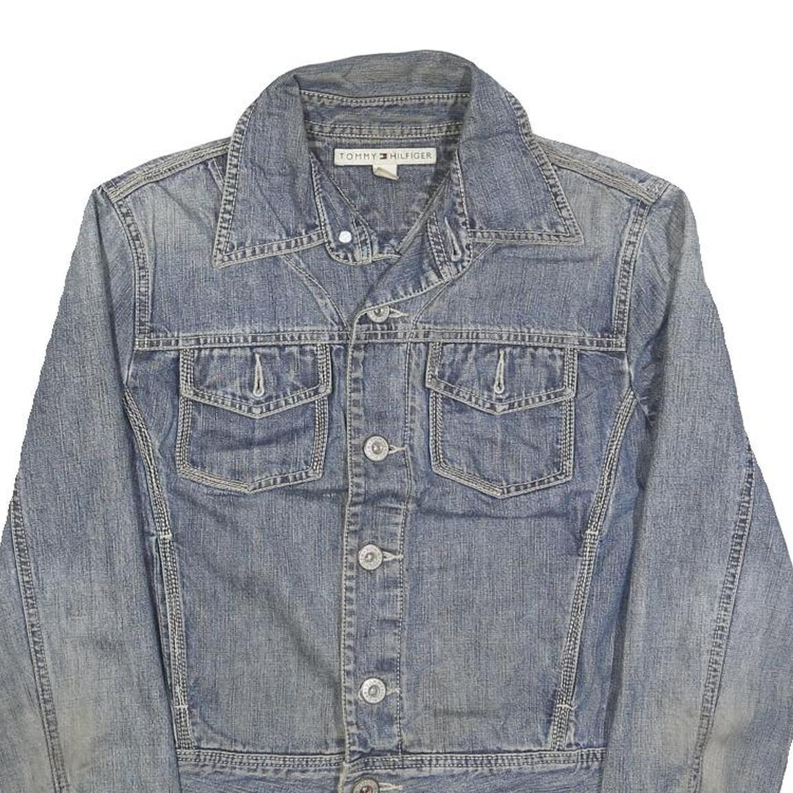 TOMMY HILFIGER Womens Blue Denim Cotton Jacket M Classic Button Closure