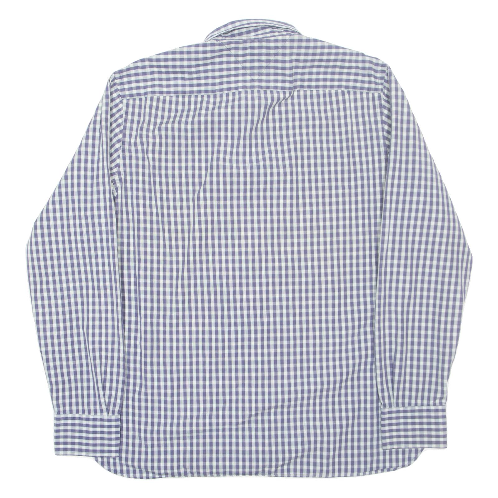 TOMMY HILFIGER Mens Shirt Blue Check Long Sleeve L