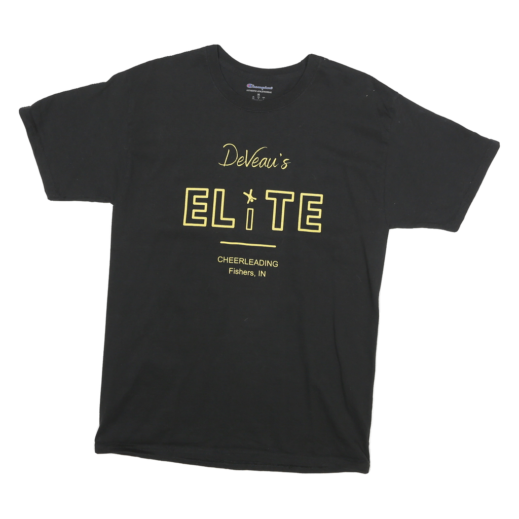 CHAMPION Mens Black Deveau's Elite Graphic T-Shirt M Crew Neck Short Sleeve