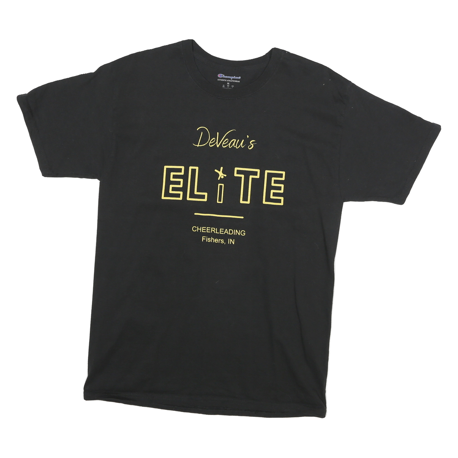 CHAMPION Mens Black Deveau's Elite Graphic T-Shirt M Crew Neck Short Sleeve