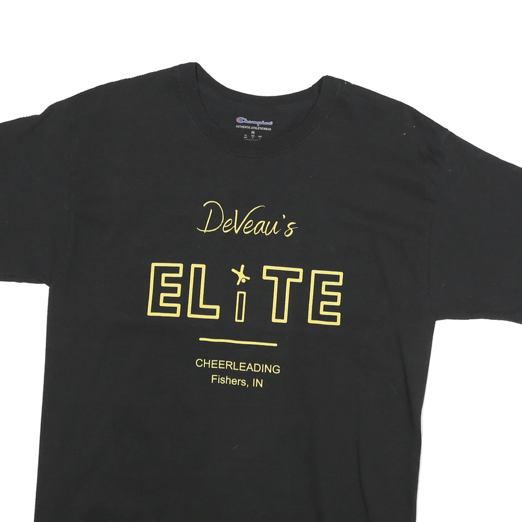 CHAMPION Mens Black Deveau's Elite Graphic T-Shirt M Crew Neck Short Sleeve